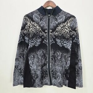 Vintage Y2K 90s‎ Sweater 1X Floral Grunge Dark Fairy Whimsigoth Emo McBling Vtg